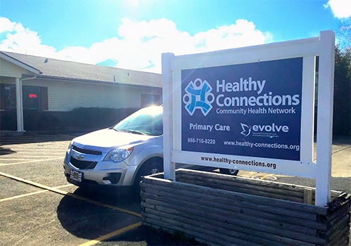 The sign outside the Healthy Connections Mount Ida Clinic.