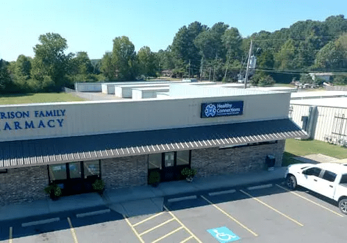 An aerial view of the Healthy Connections Haskell Clinic.