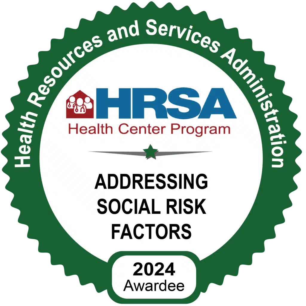 HRSA badge—Healthy Connections is a 2024 awardee for addressing social risk factors