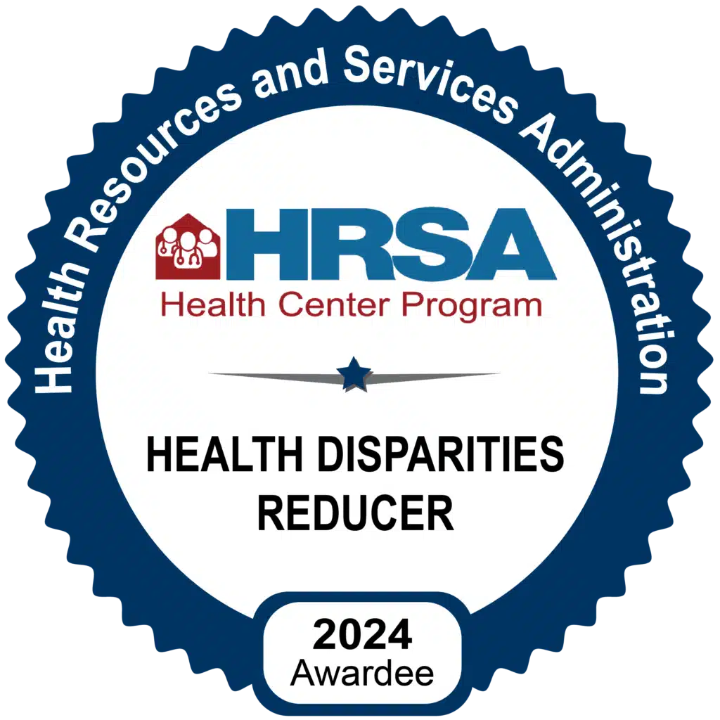 HRSA badge—Healthy Connections is a 2024 awardee for Health Disparities Reducer