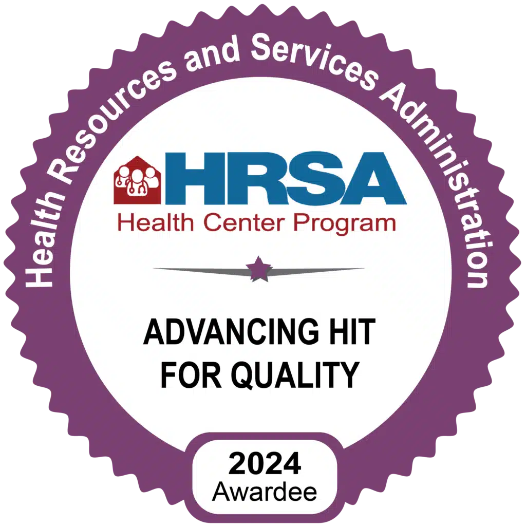 HRSA badge—Healthy Connections is a 2024 awardee for Advancing HIT for Quality