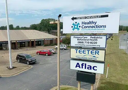 The sign for the Healthy Connections Malvern Teeter Clinic.